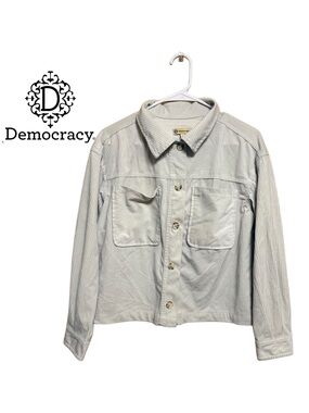 🤍✨ NWOT Democracy Ivory Corduroy Cropped Shacket Boutique Luxe Jacket S Normcore